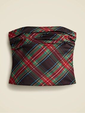 J. Crew Collection ruched strapless top in Stewart tartan stretch taffeta Sz 10
